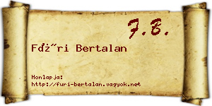 Füri Bertalan névjegykártya